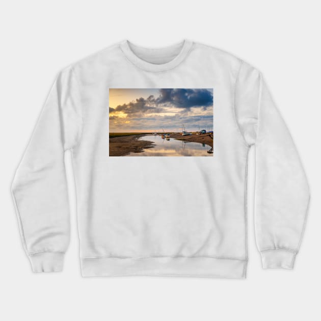 Evening Light over the River Glaven at Blakeney, Norfolk Crewneck Sweatshirt by GrahamPrentice